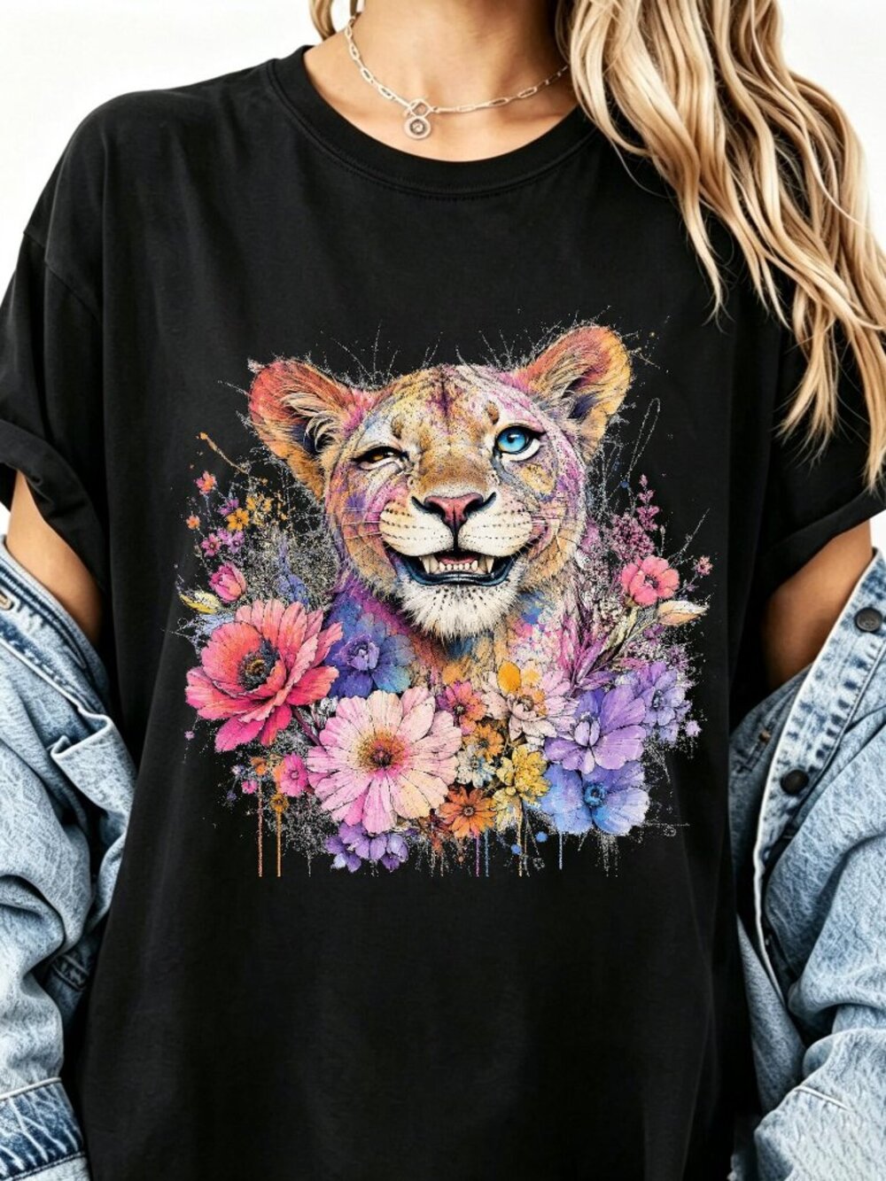 Lioness Season 3 Floral Winking Lioness Graphic Tee